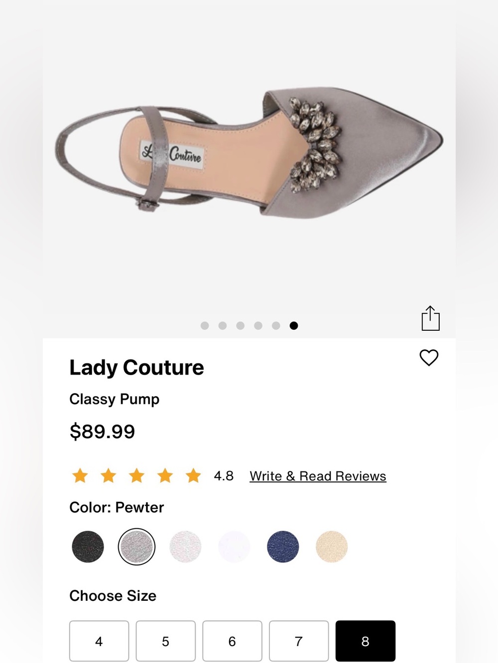 Lady Couture Pewter Embellished Slingback Pump